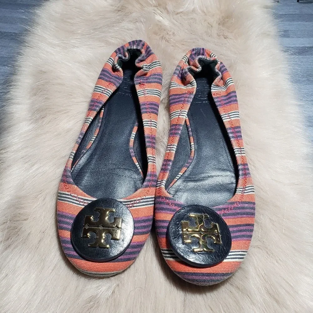 Tory Burch Riva Striped Flat Ballet